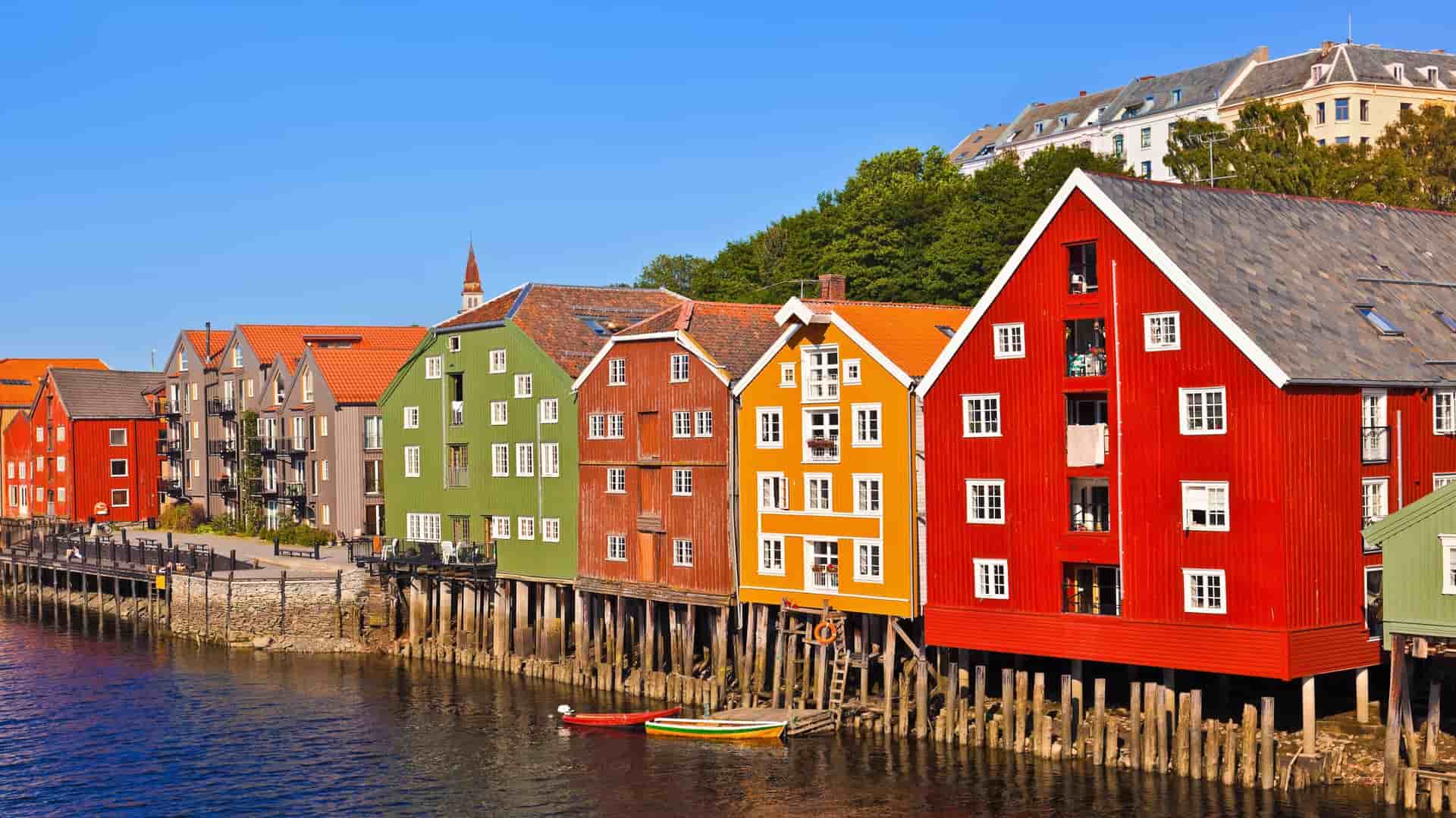 Colorful Bryggen Wharf buildings in Bergen.