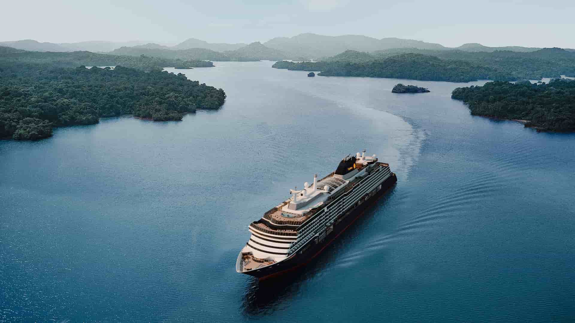 Explora 3 sailing through the Panama Canal.