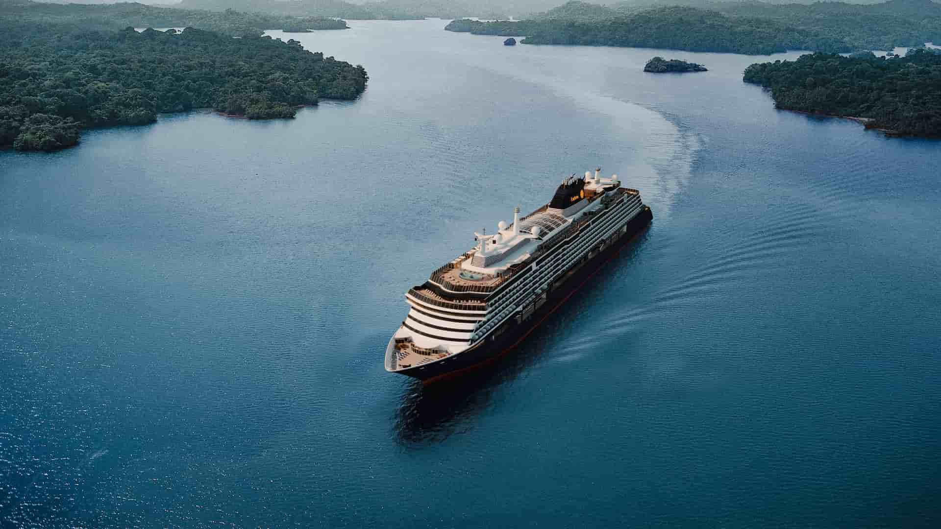 The Explora 3 sailing through the Panama Canal.