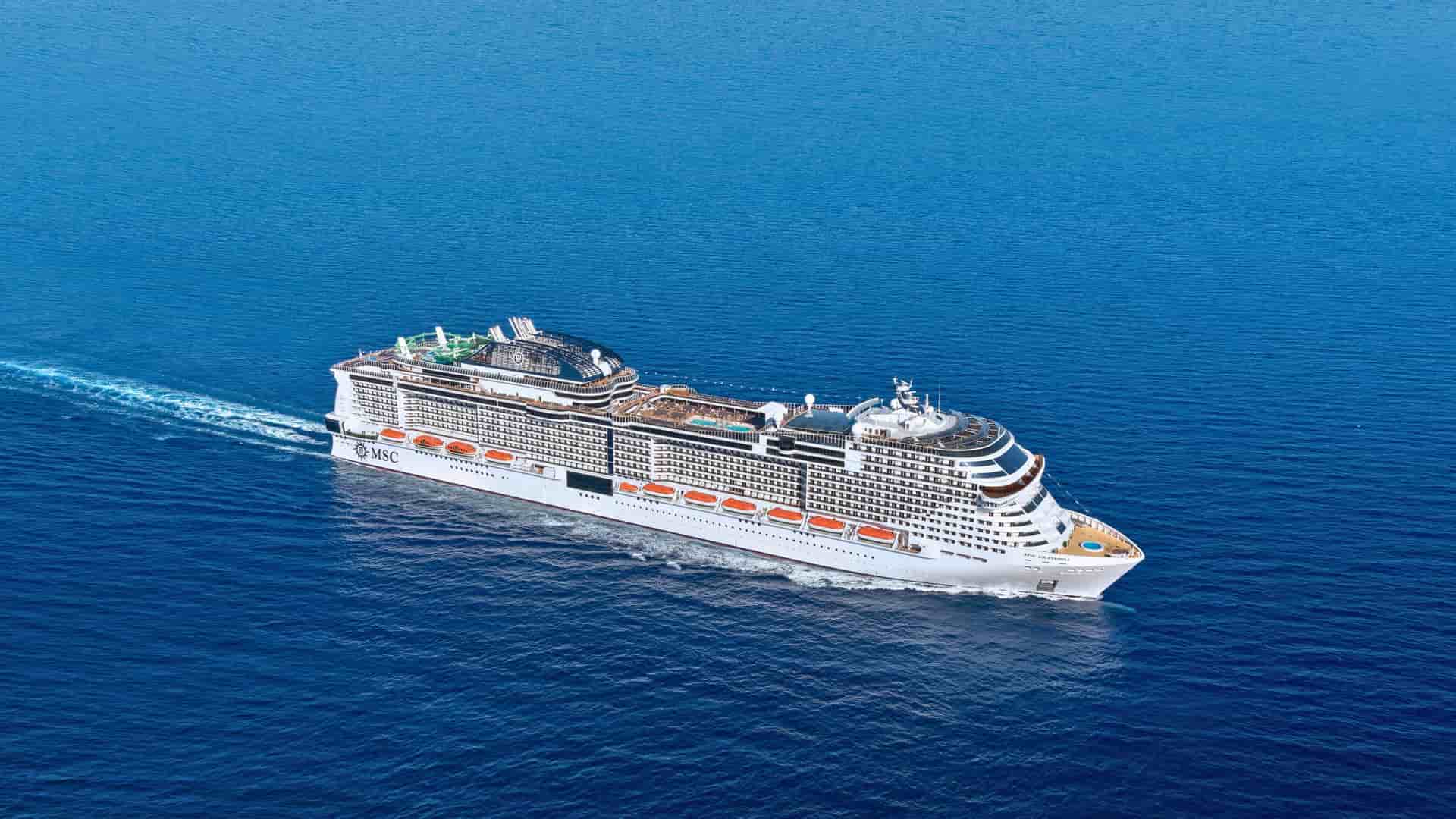 MSC Grandiosa cruise ship exterior. 