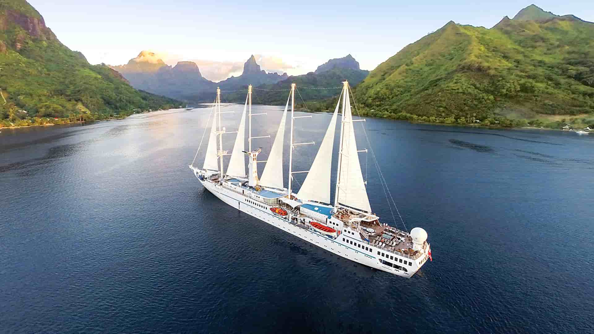 Windstar's Wind Spirit sailing yacht in Tahiti.