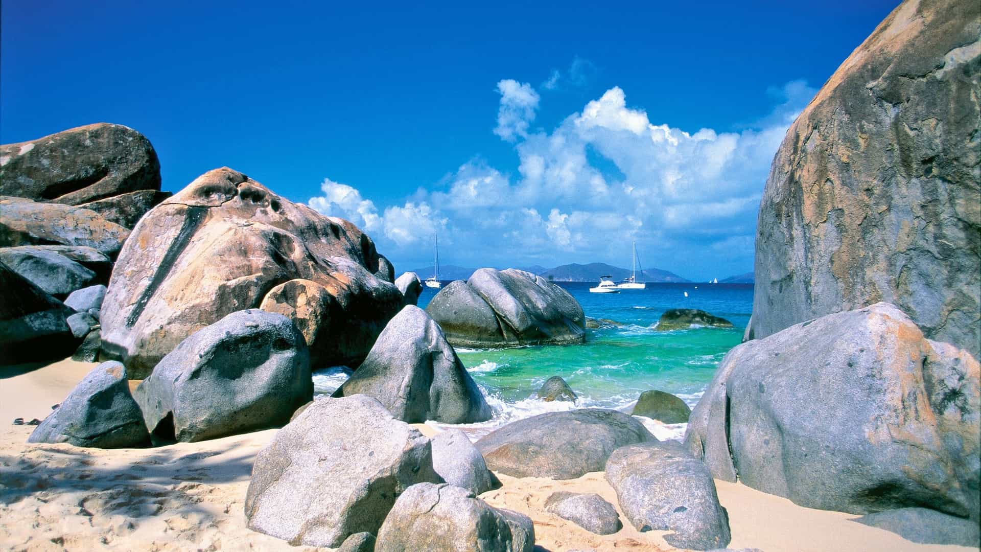 Norwegian Cruise Line: The Baths, Virgin Gorda, British Virgin Islands, Eastern Caribbean. Iconic boulders and clear waters.
