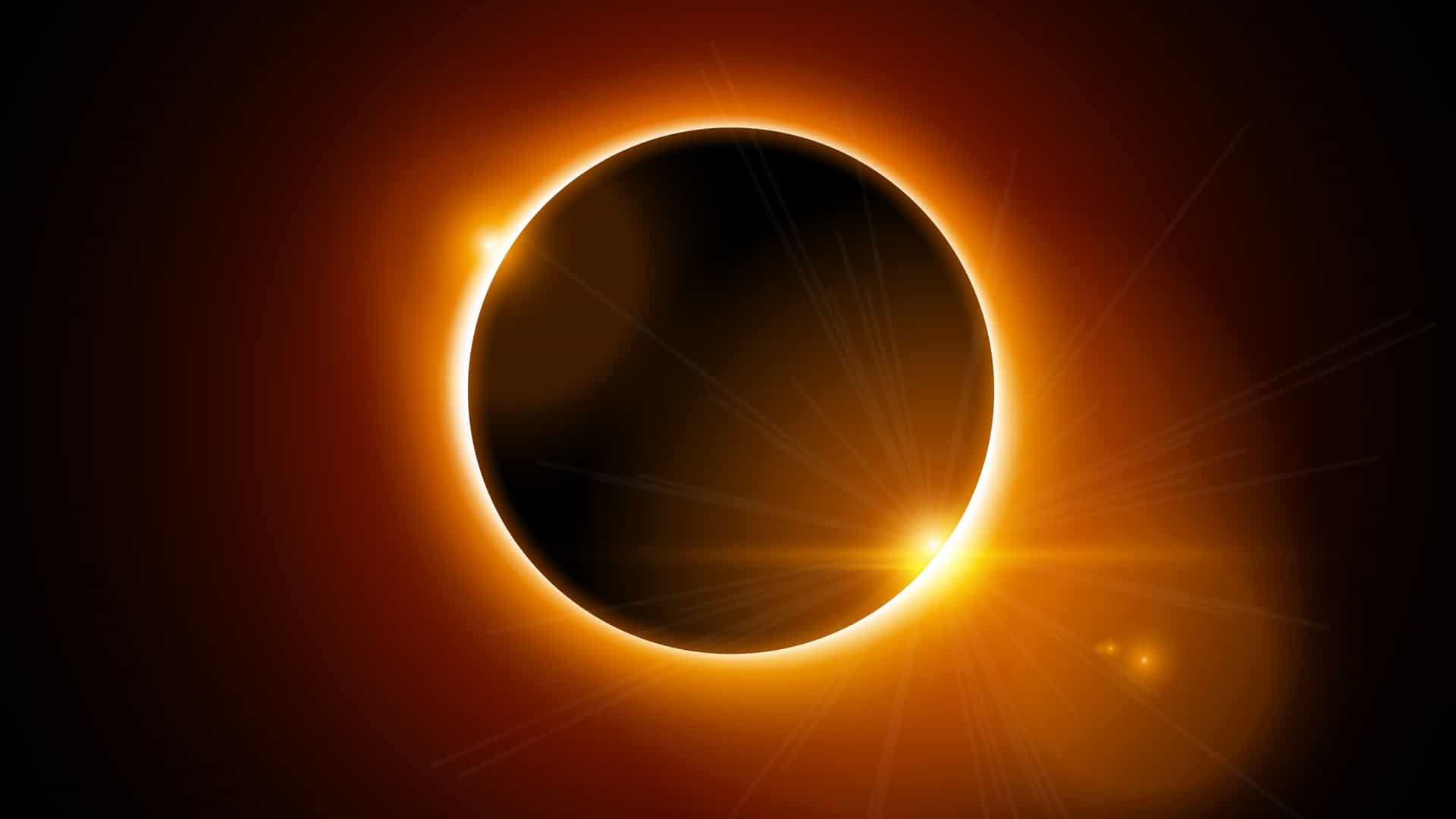 A striking image of a total solar eclipse, with the sun's fiery corona glowing brightly around the dark moon, a celestial event happening in 2027.