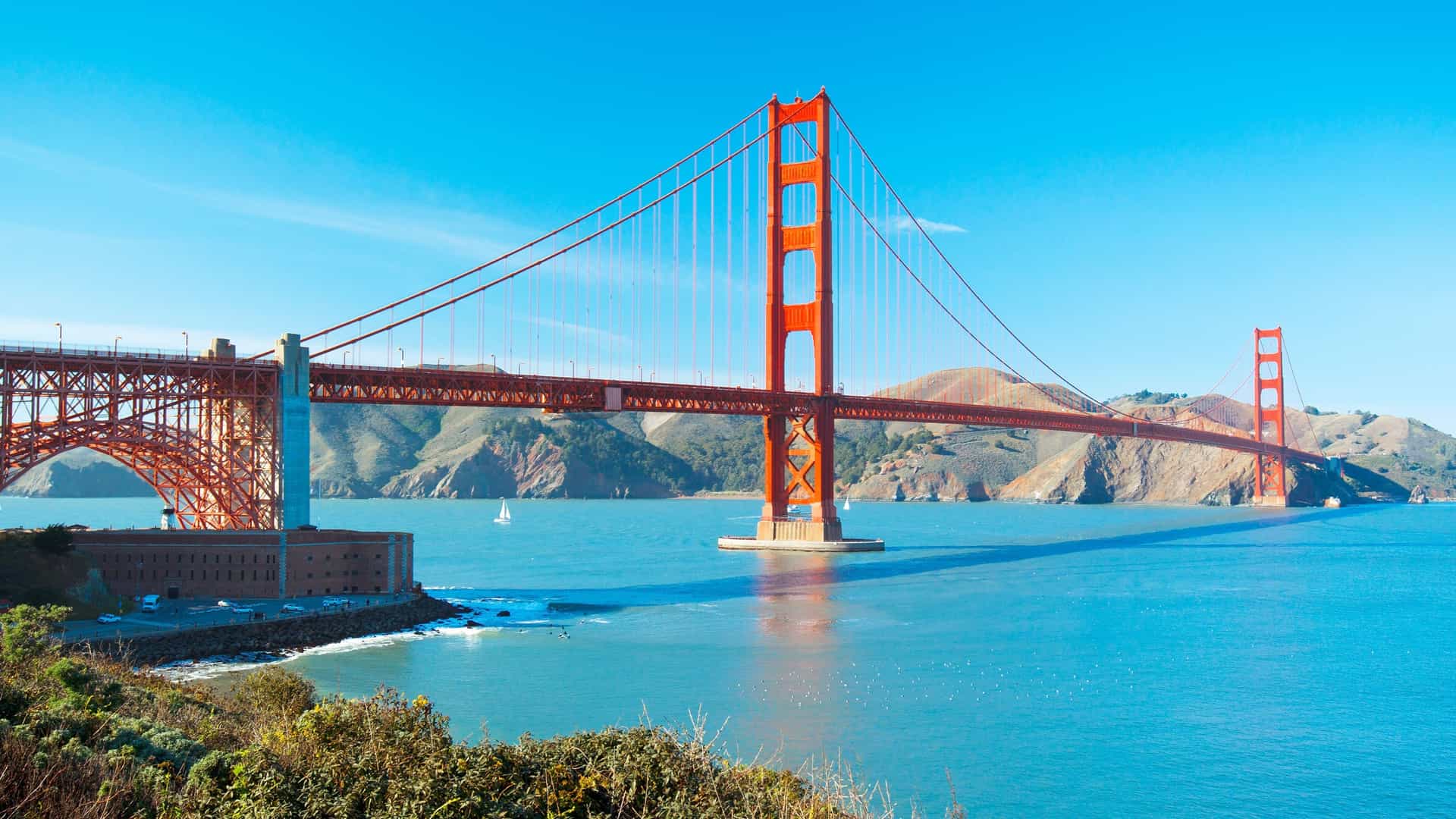 Golden Gate Bridge and San Francisco Bay.