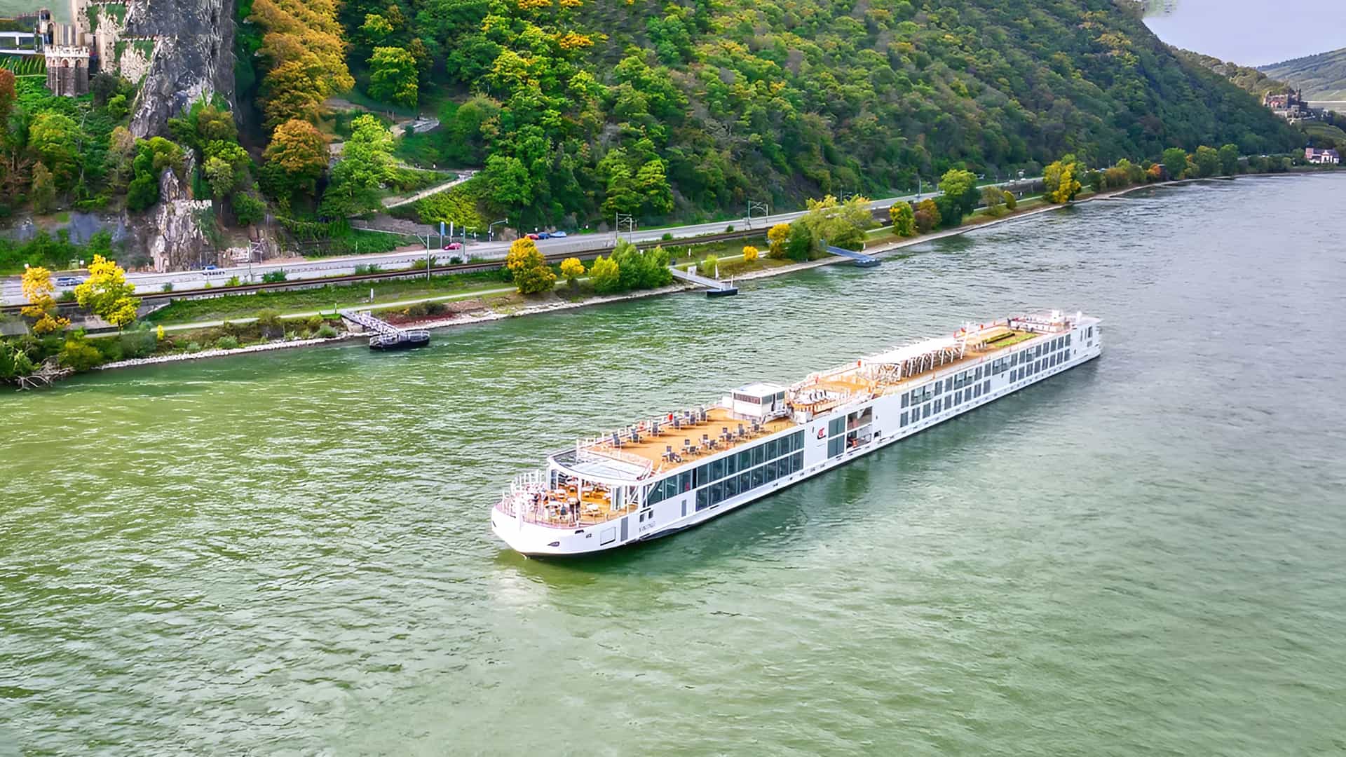 VIking Honir sailing a European river.