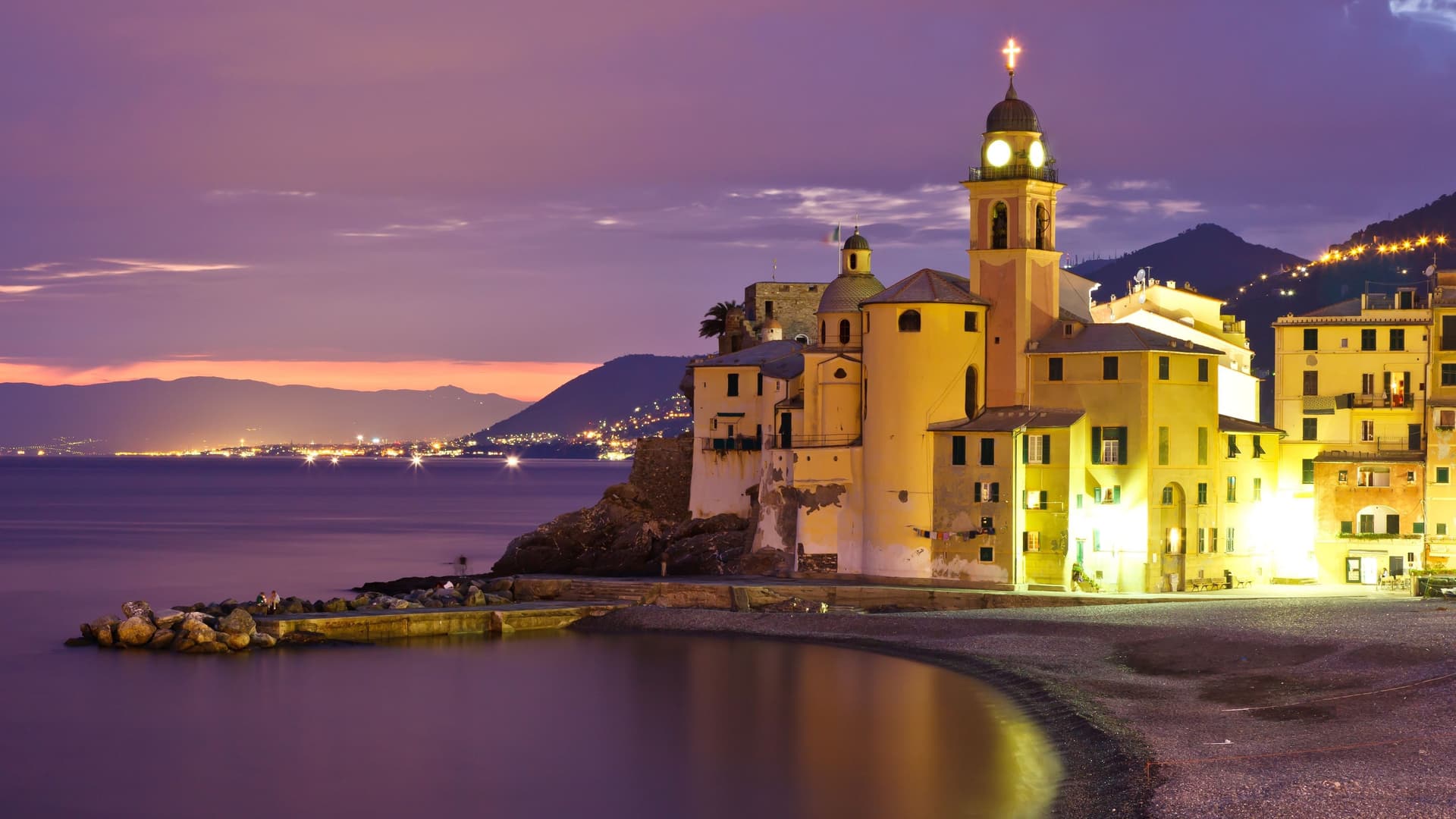 Avaux Vineyards and Lake Geneva with mountains in Switzerland.