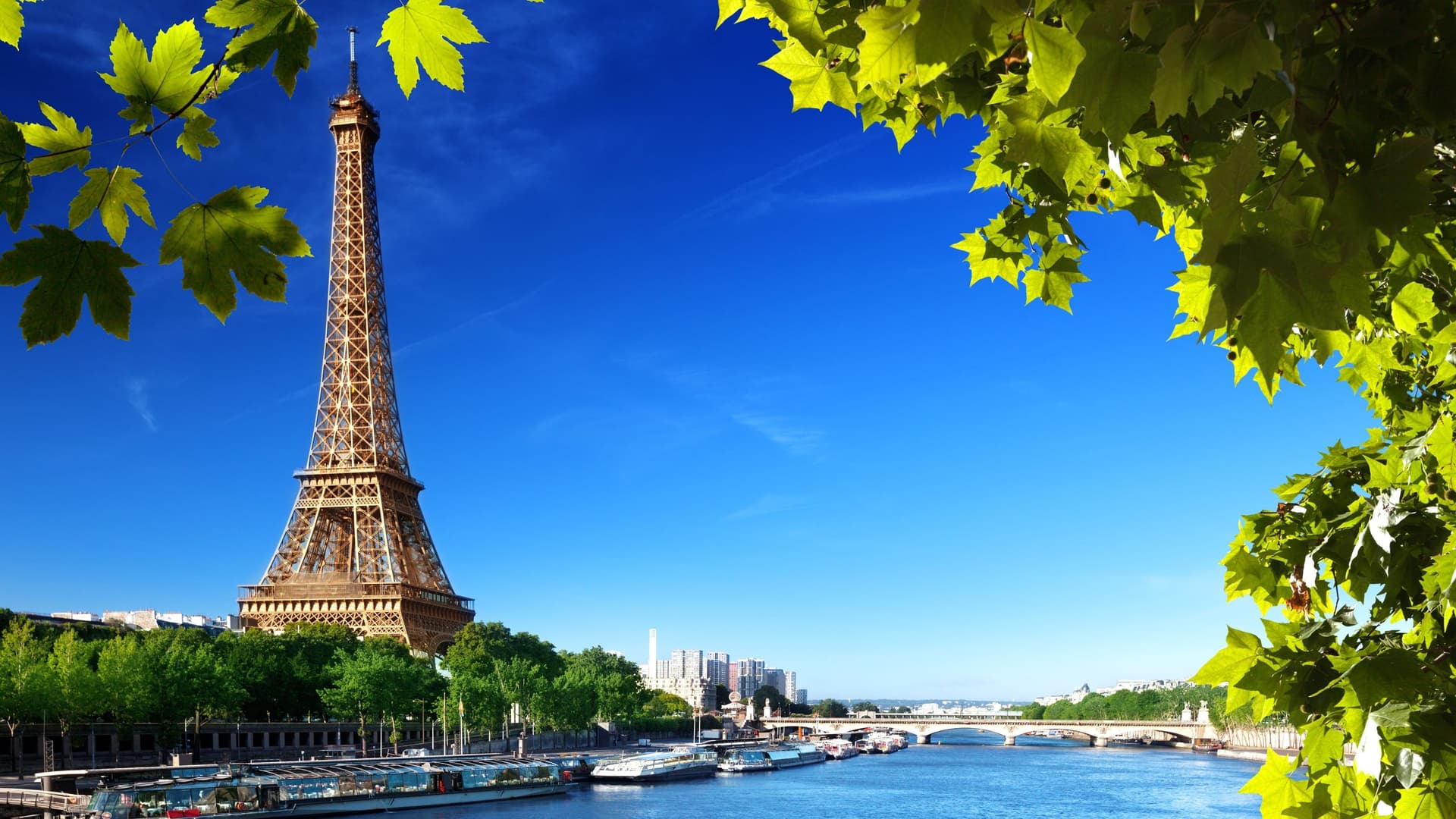 Eiffel Tower and Seine River in Paris.