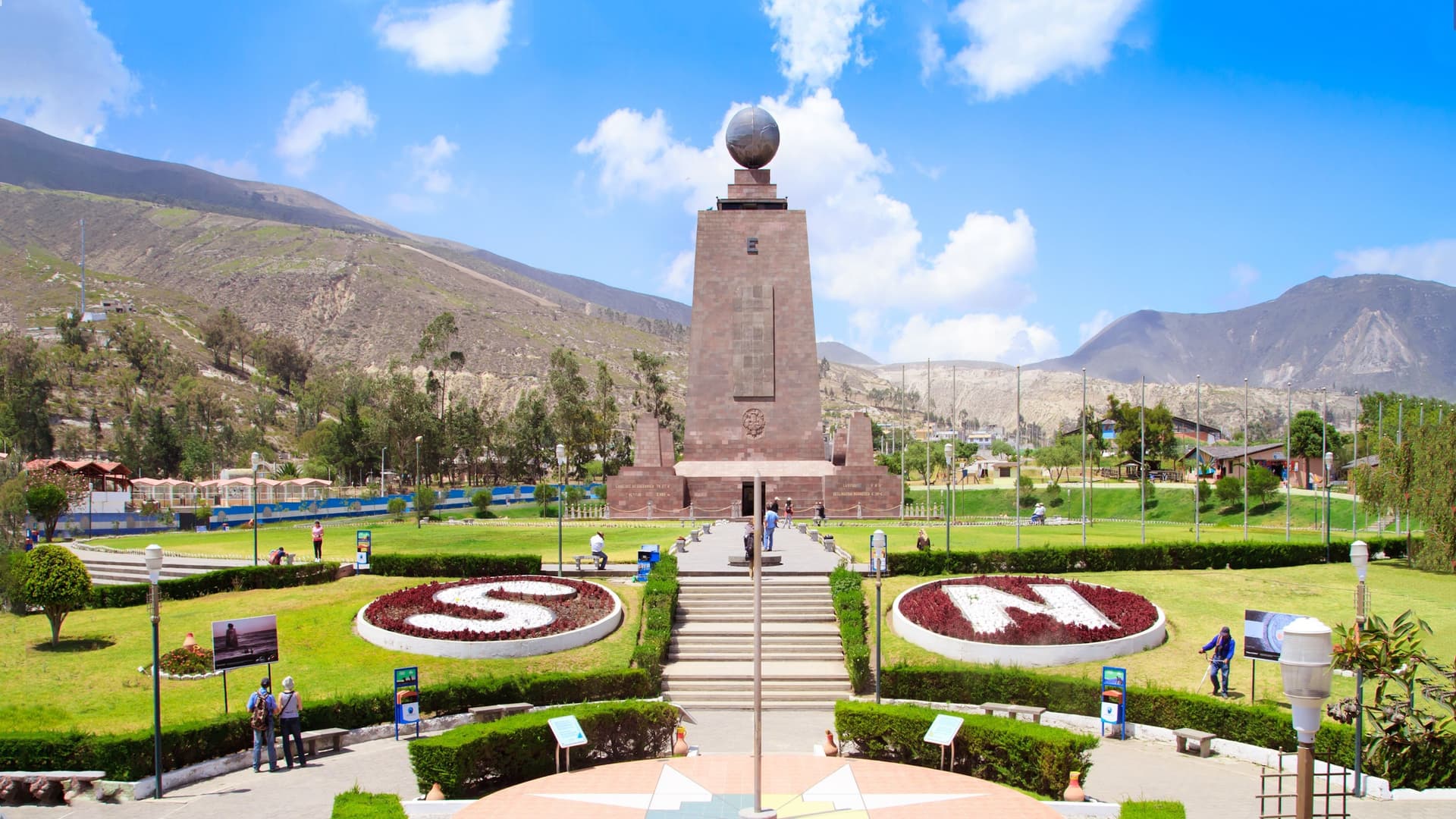 Mitad del Mundo monument, Ecuador equator line.