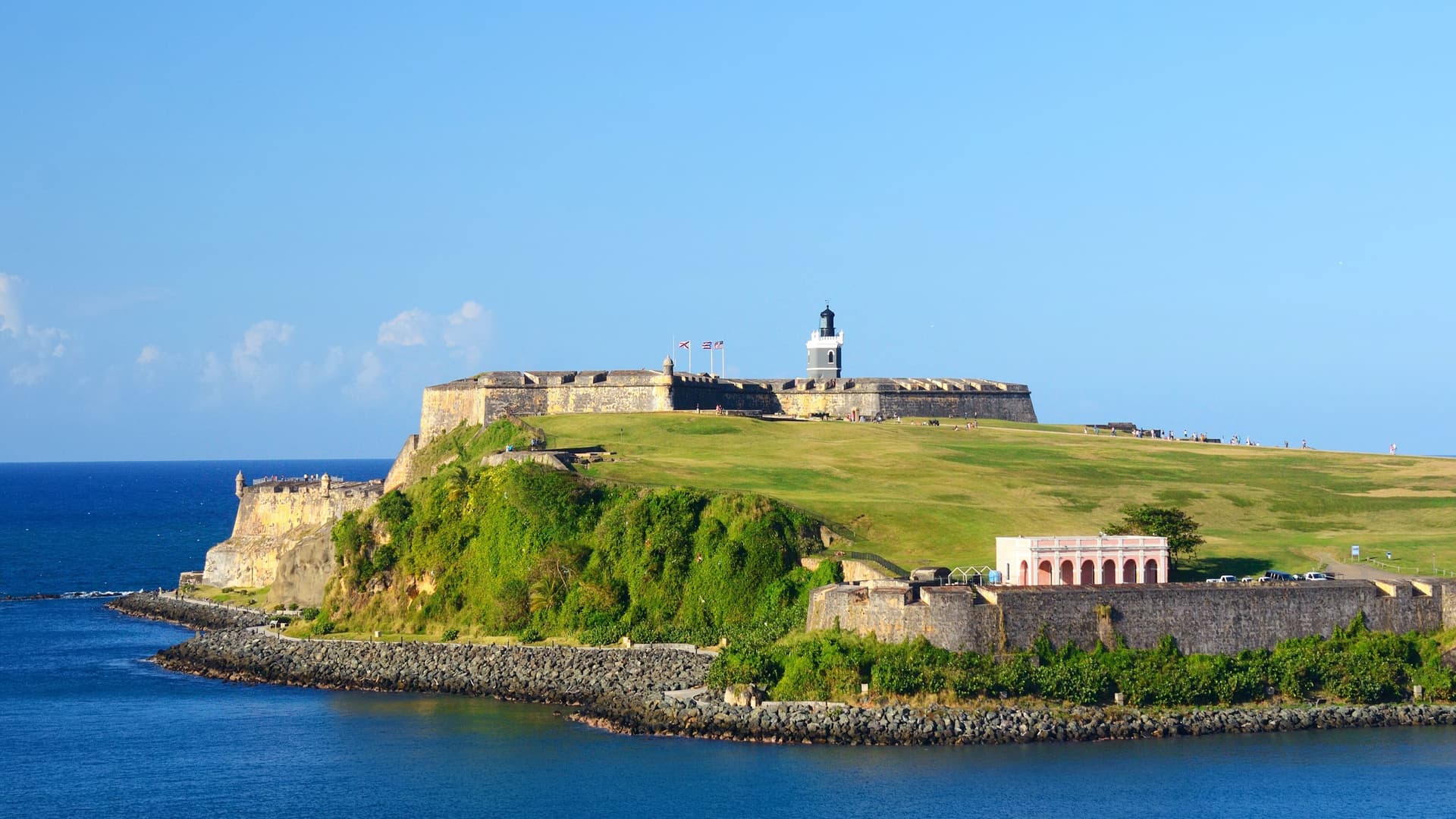 Historic El Morro fortress overlooking the ocean in San Juan, Puerto Rico.