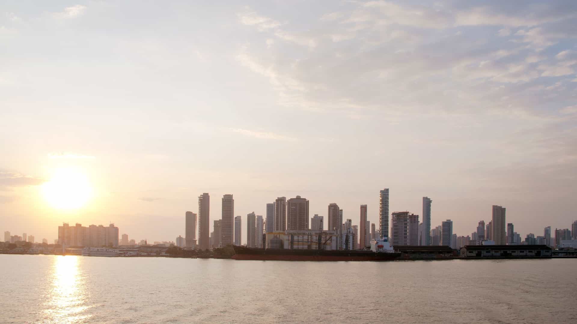 Belem Brazil skyline at sunset.