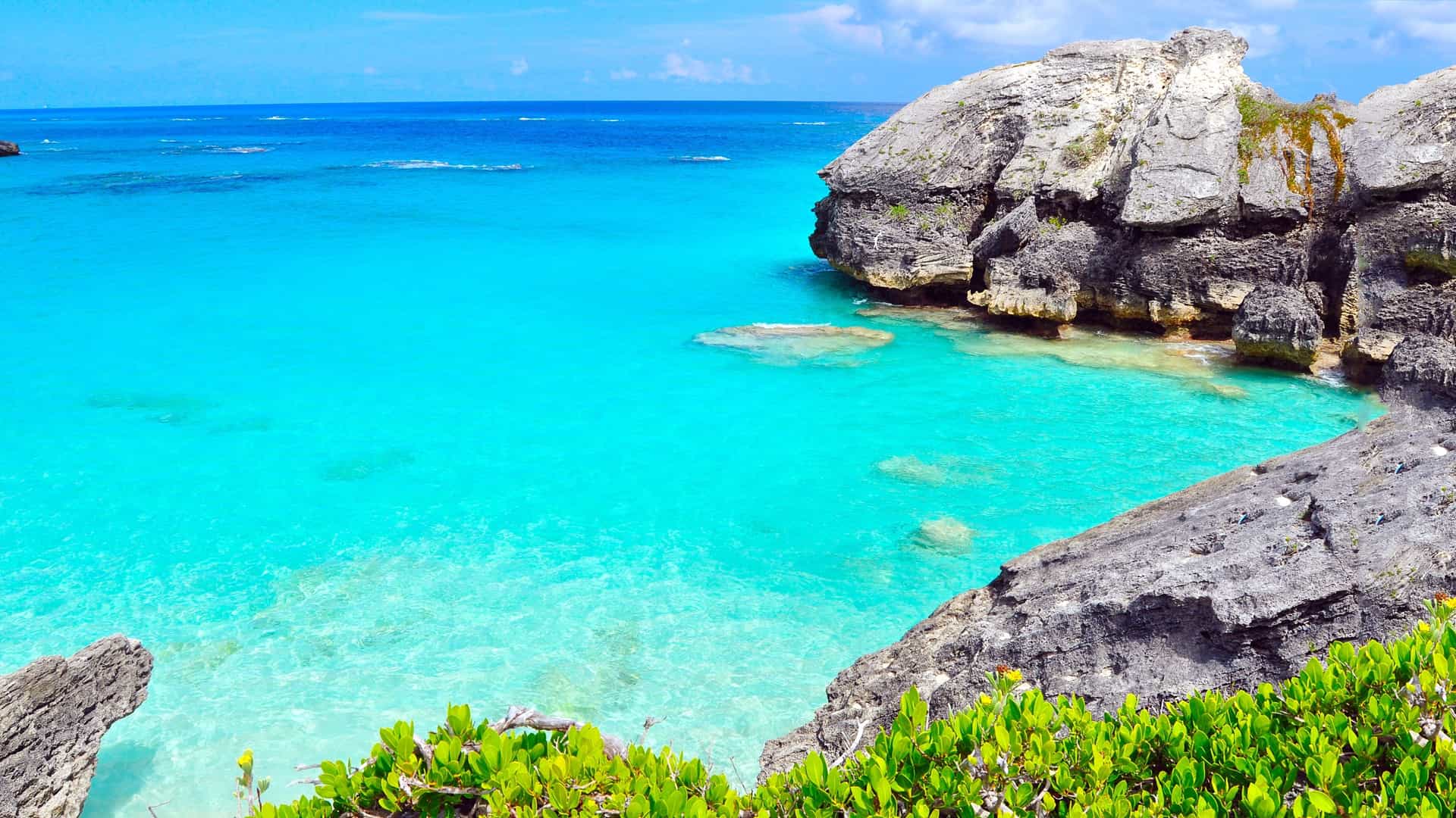 Turquoise waters of Bermuda shimmer under the sun.