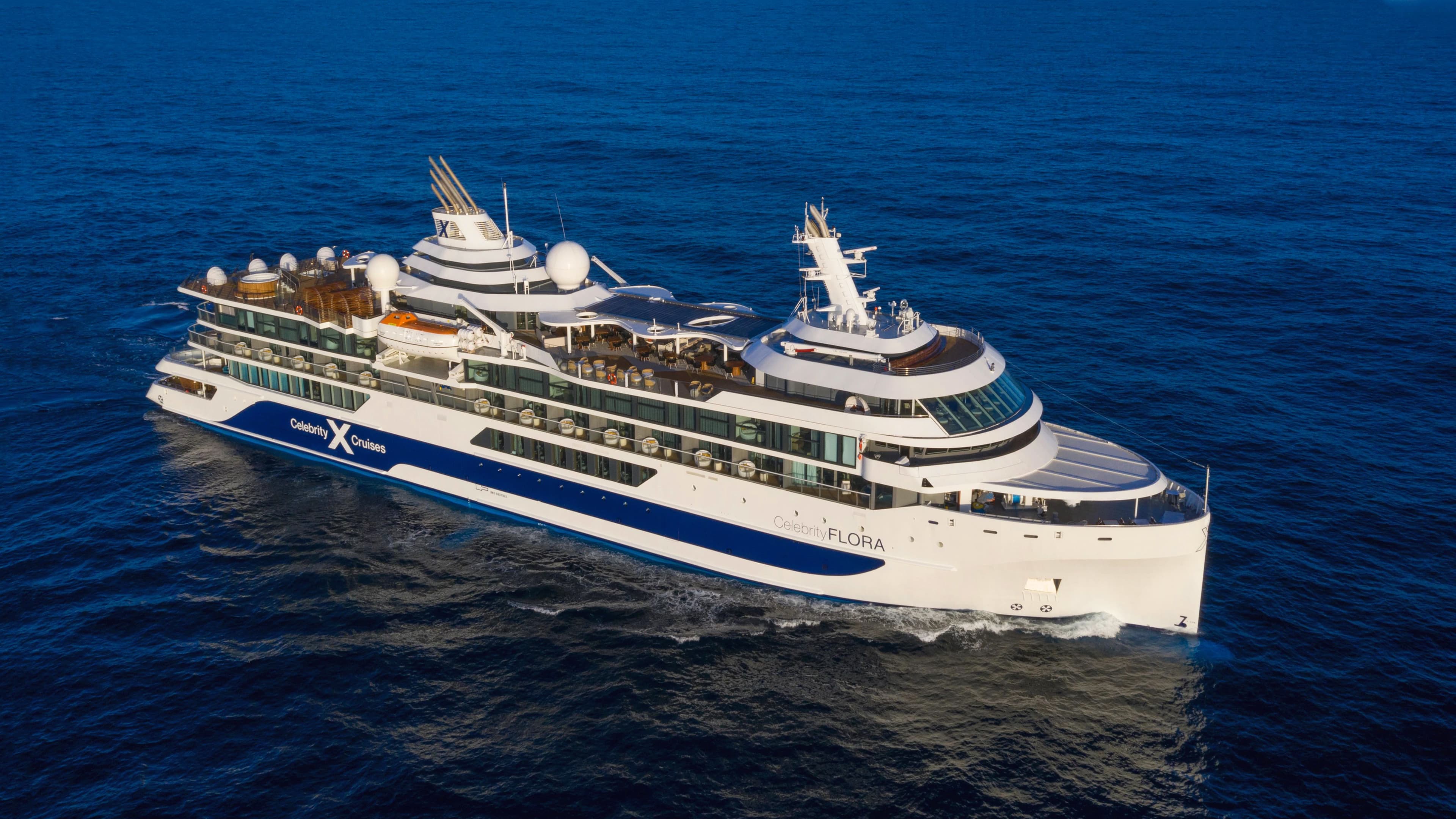 Celebrity Flora cruise ship exterior.