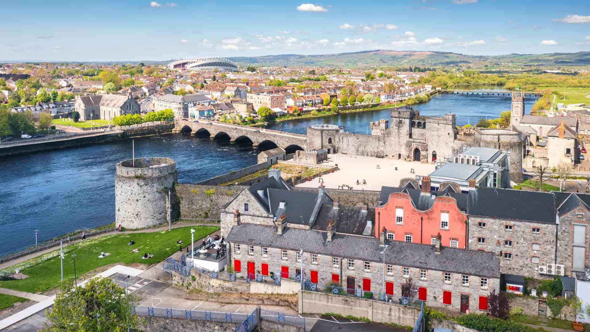 King John's Castle and River Shannon in Limerick, Ireland.