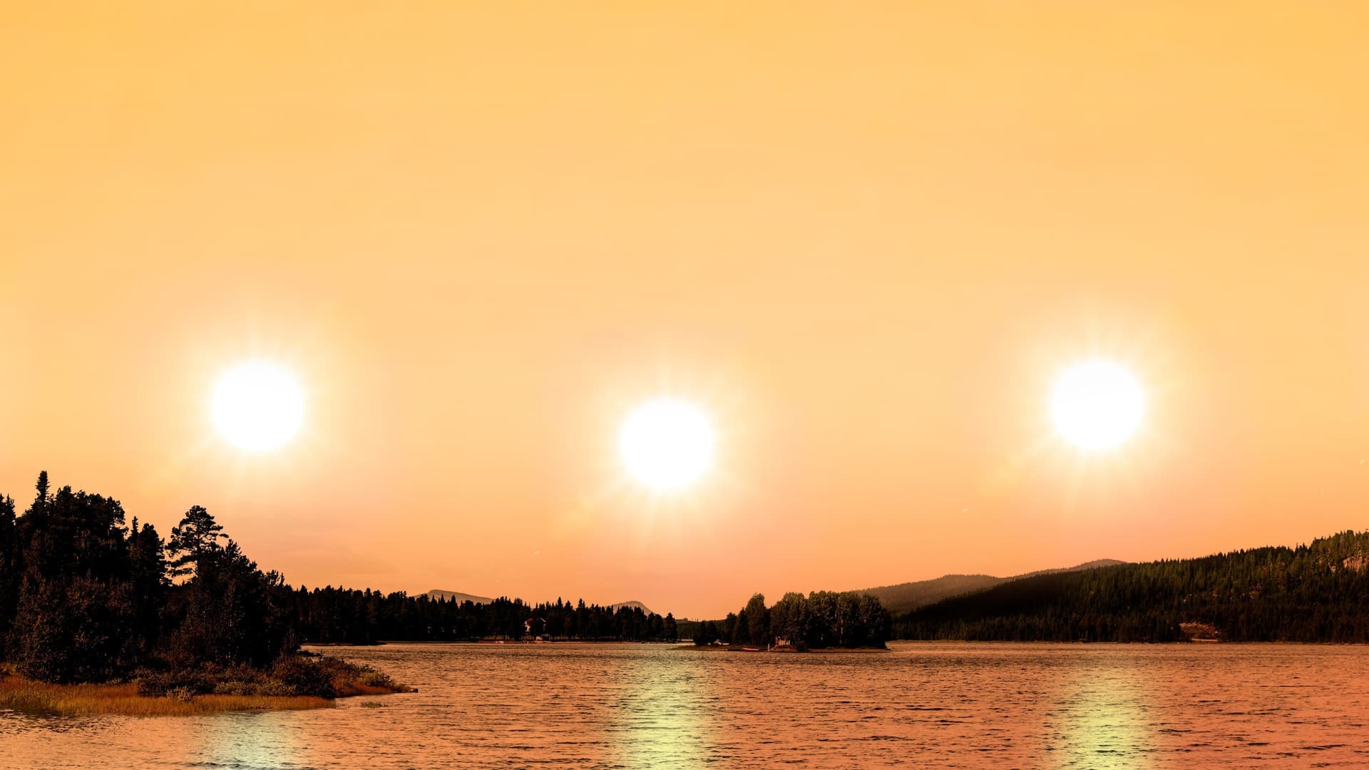 A panoramic timelapse shot of the midnight sun in Norway, a natural phenomenon that occurs in the Arctic Circle.