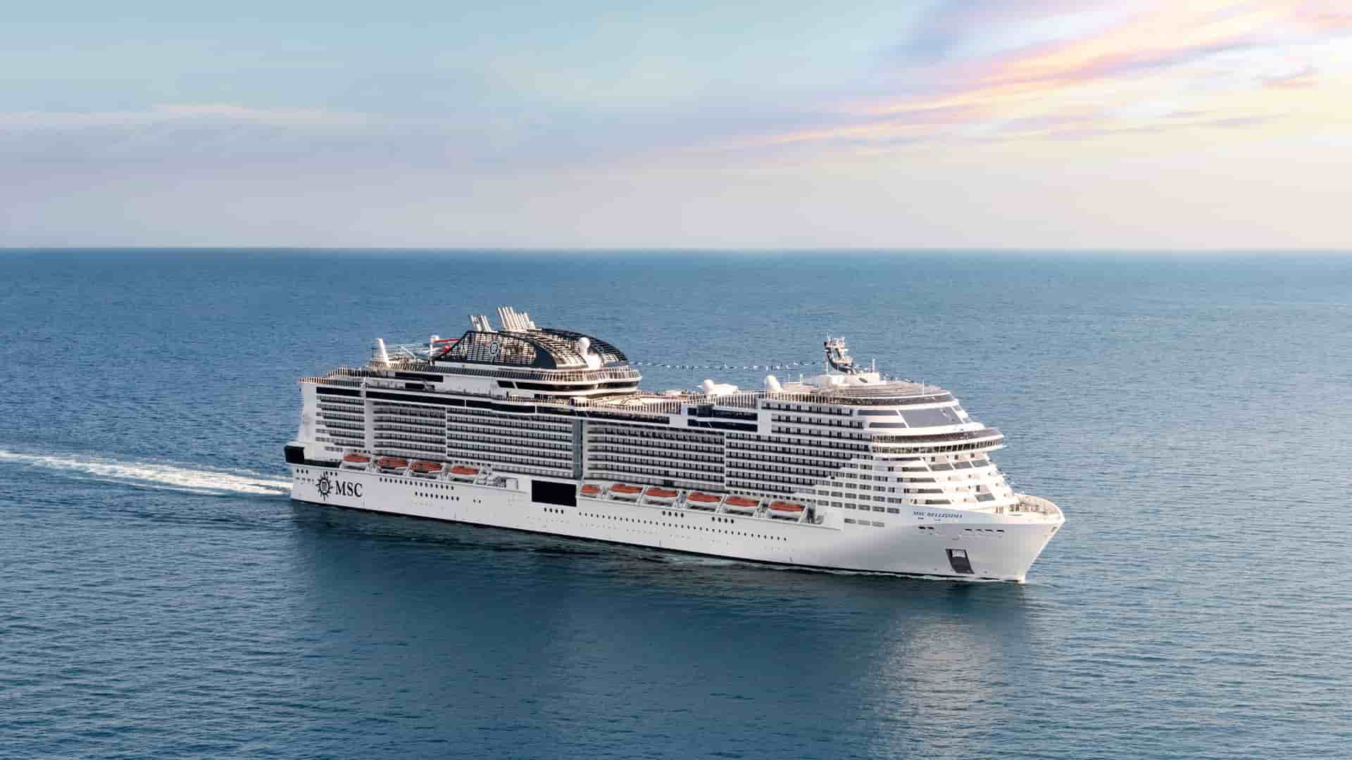 MSC Bellissima cruise ship exterior.