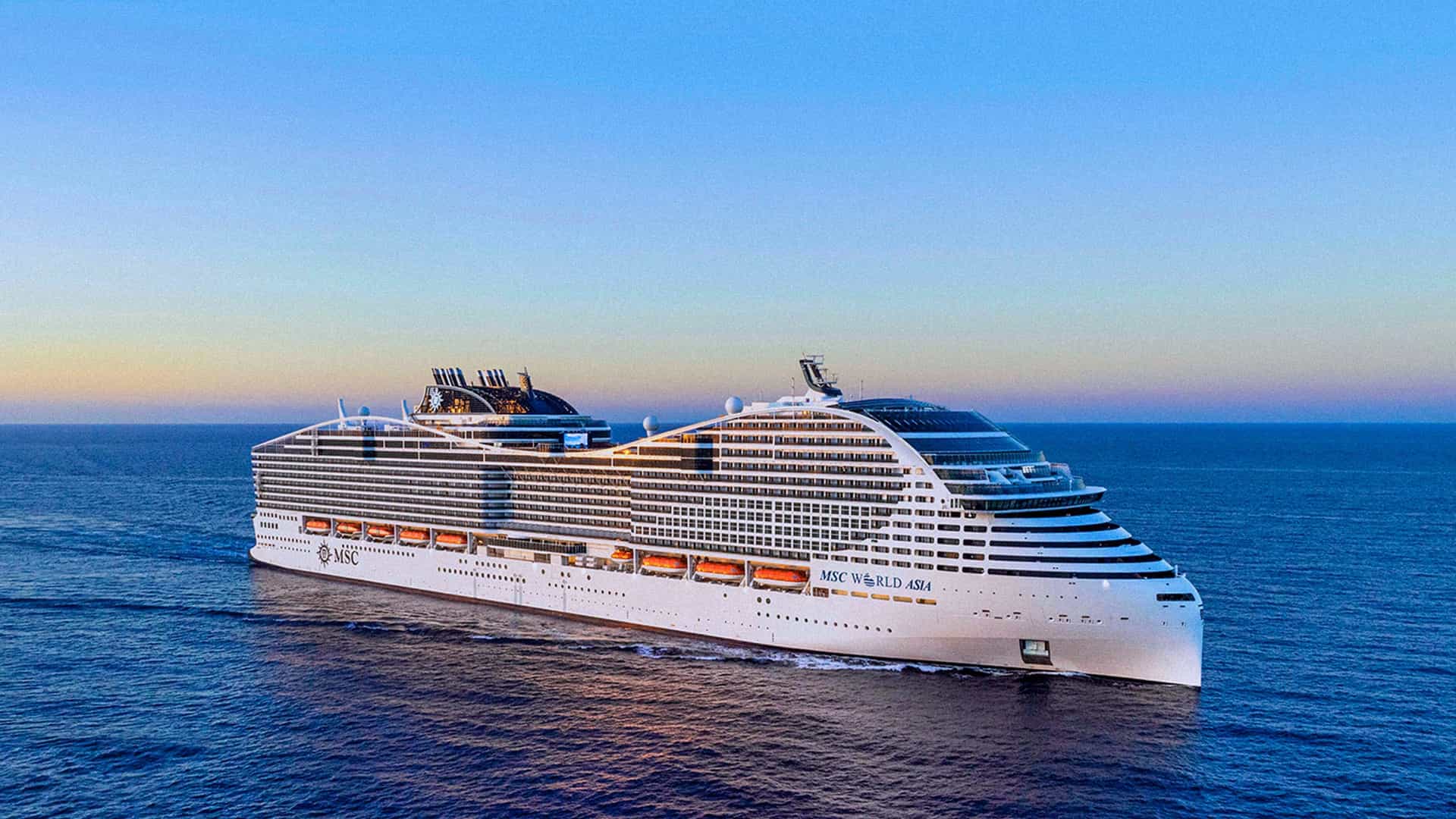 MSC World Asia cruise ship exterior.