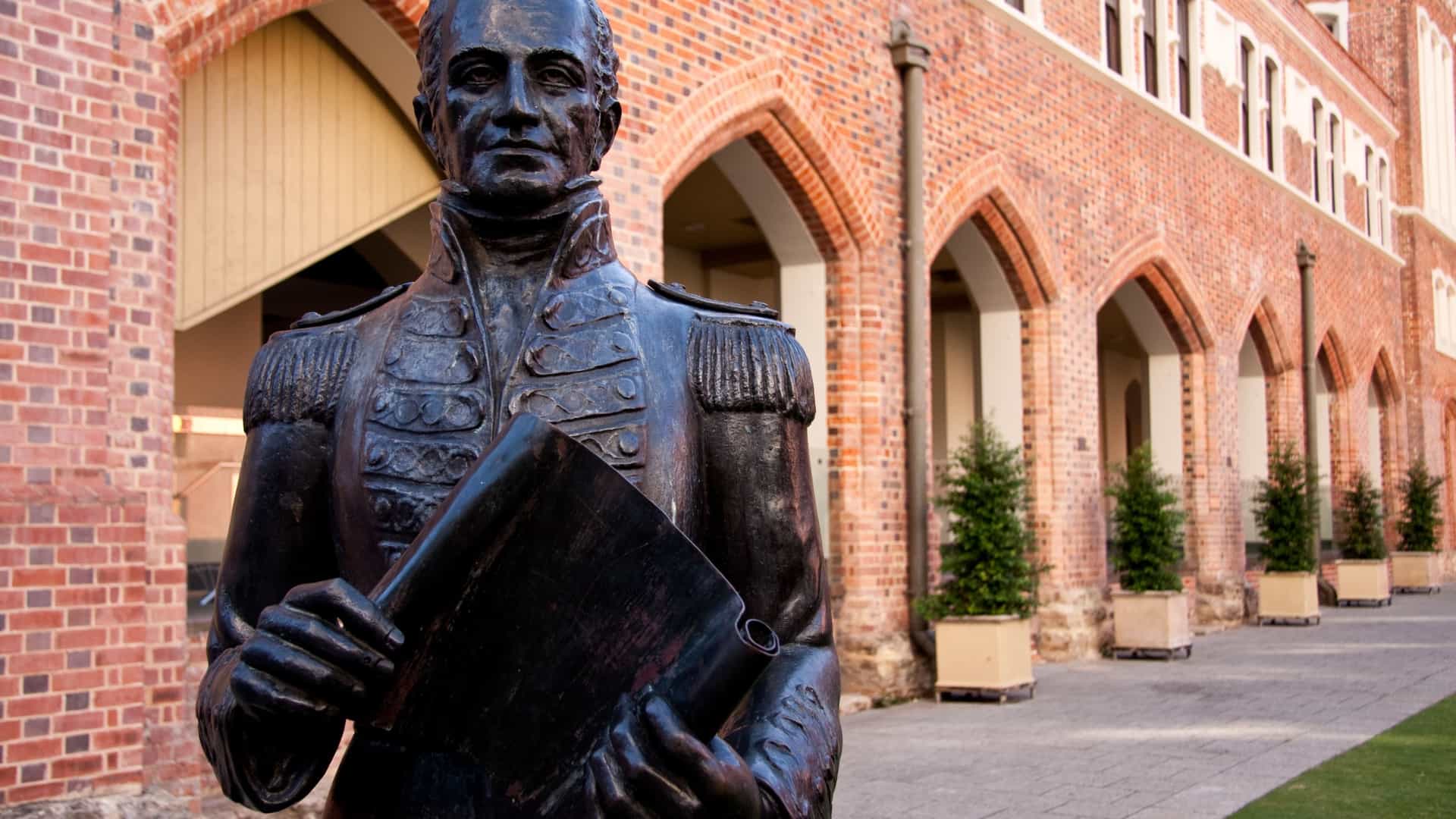 Governor Stirling statue in Perth, Western Australia.