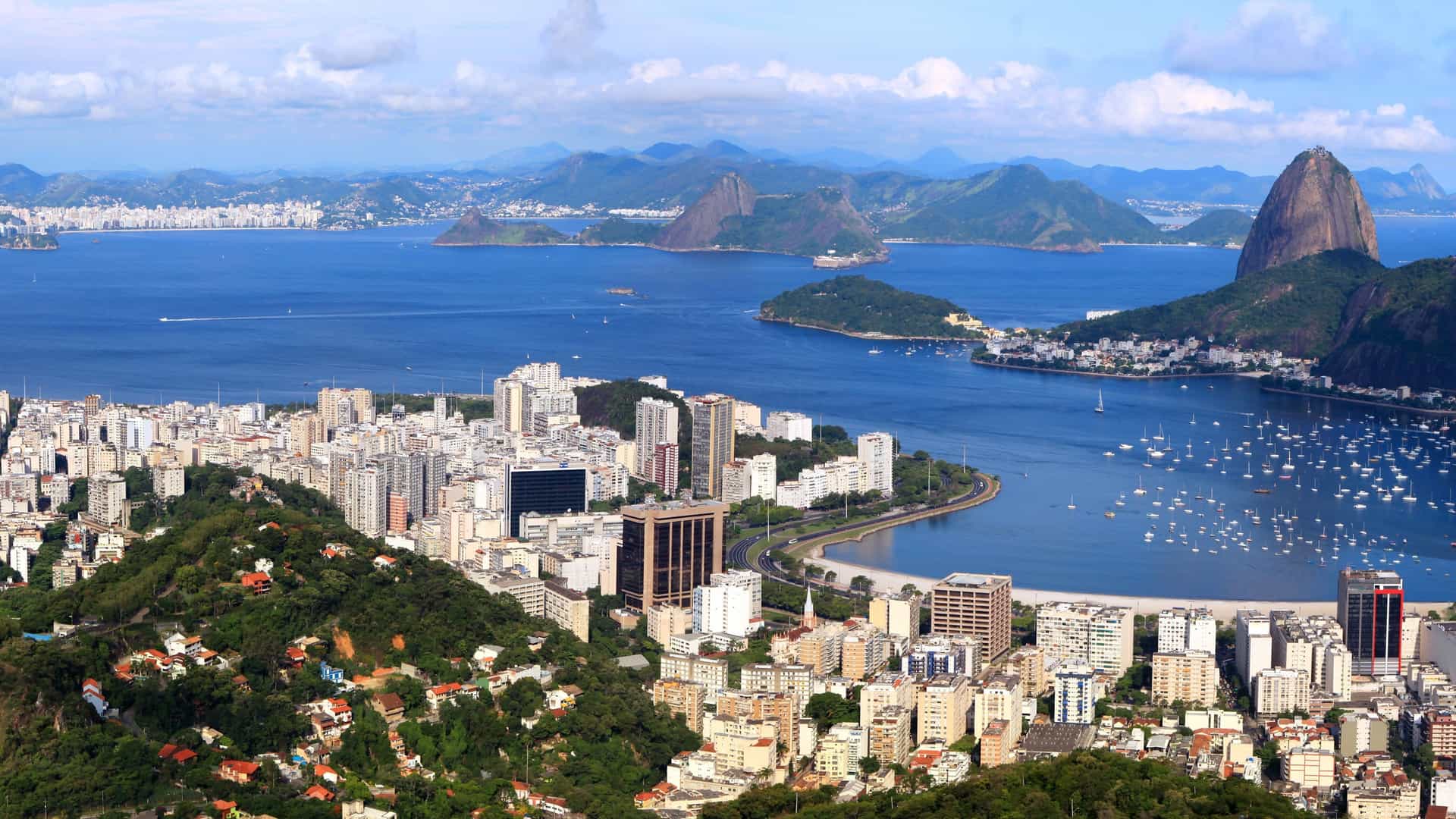 Rio de Janeiro panoramic with Sugarloaf Mountain and Guanabara Bay.