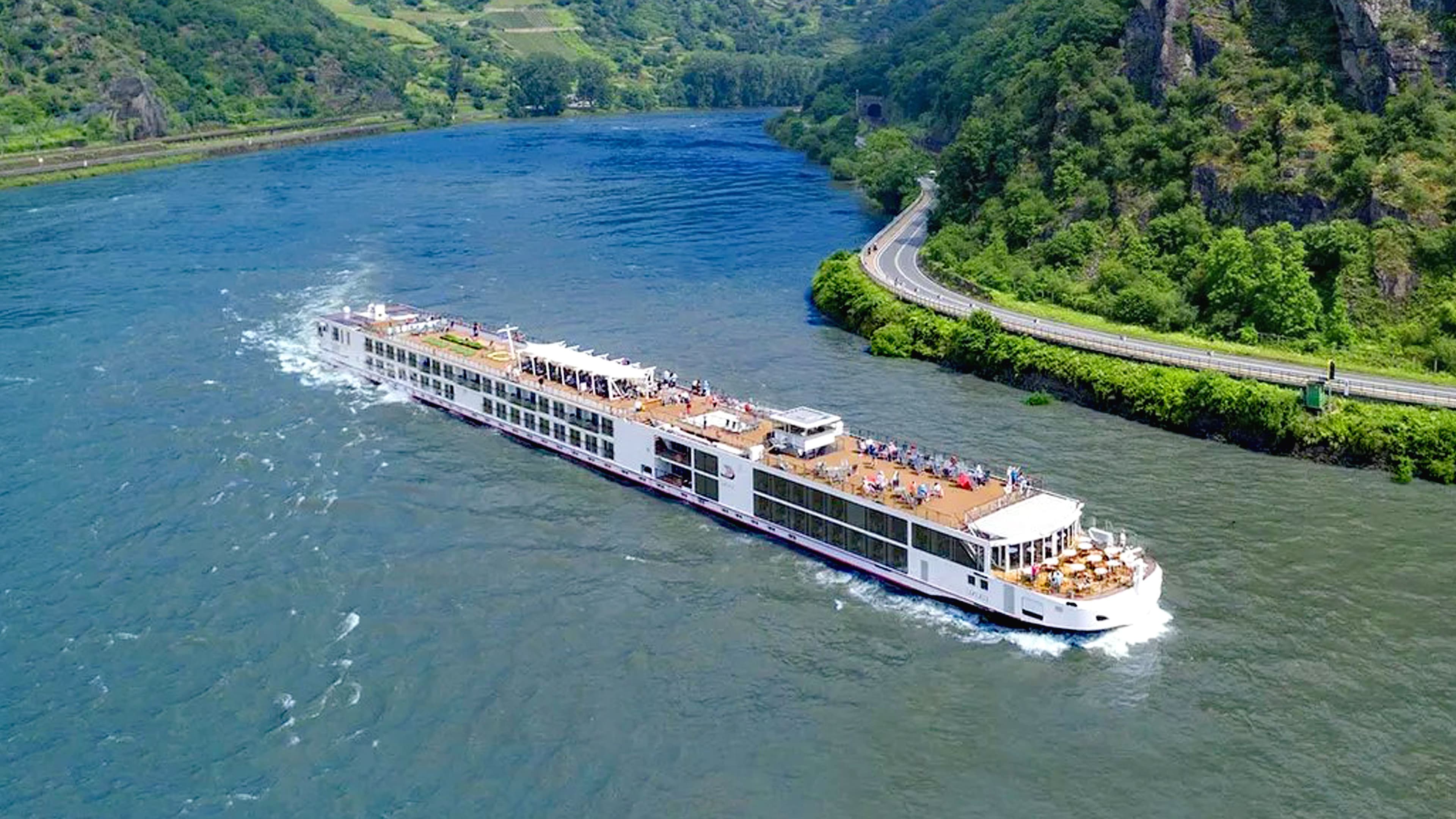 Viking Idi river cruise ship exterior.