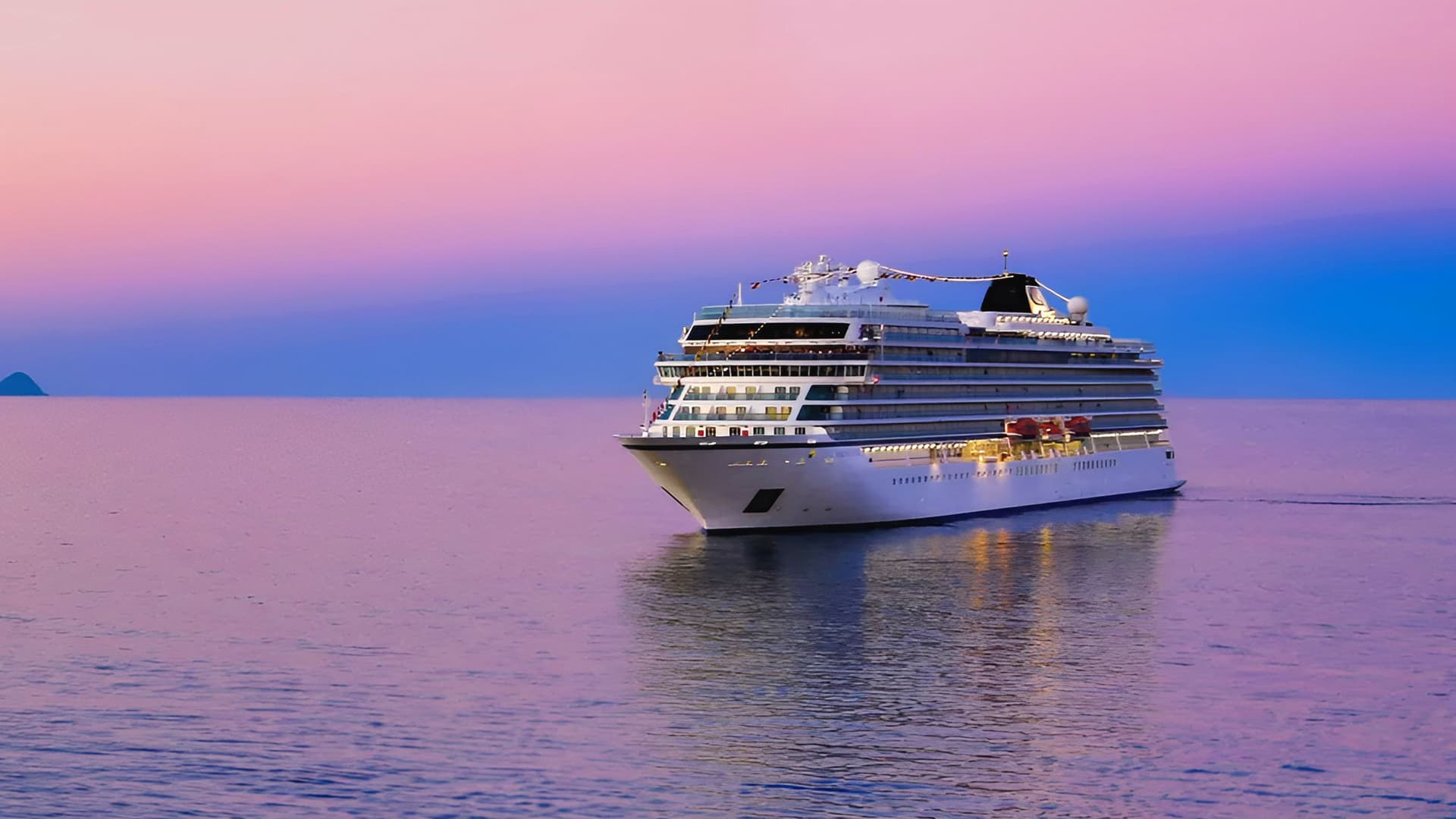 VIking Libra sailing at dusk.