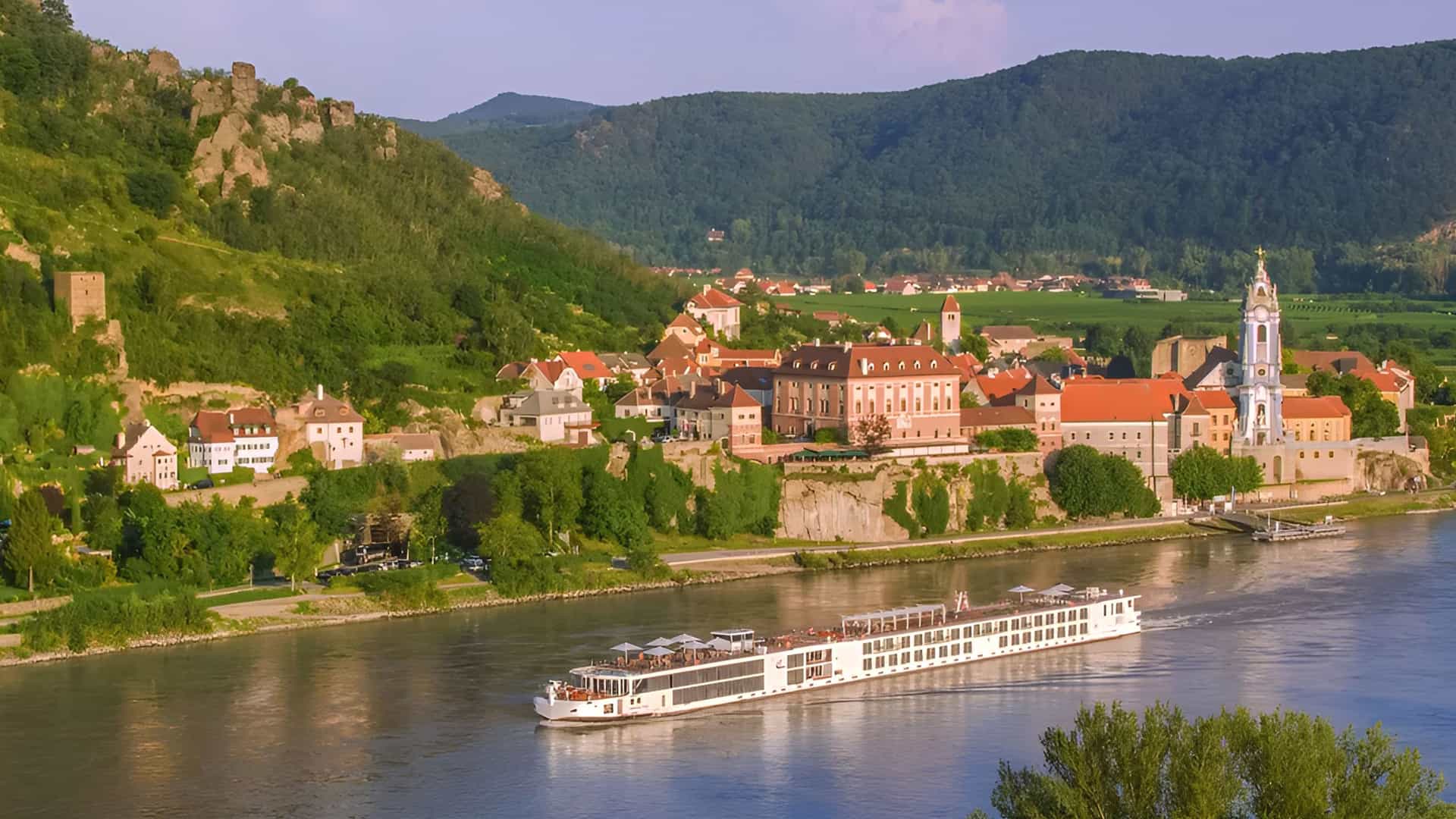 Viking Rota sailing a European river.