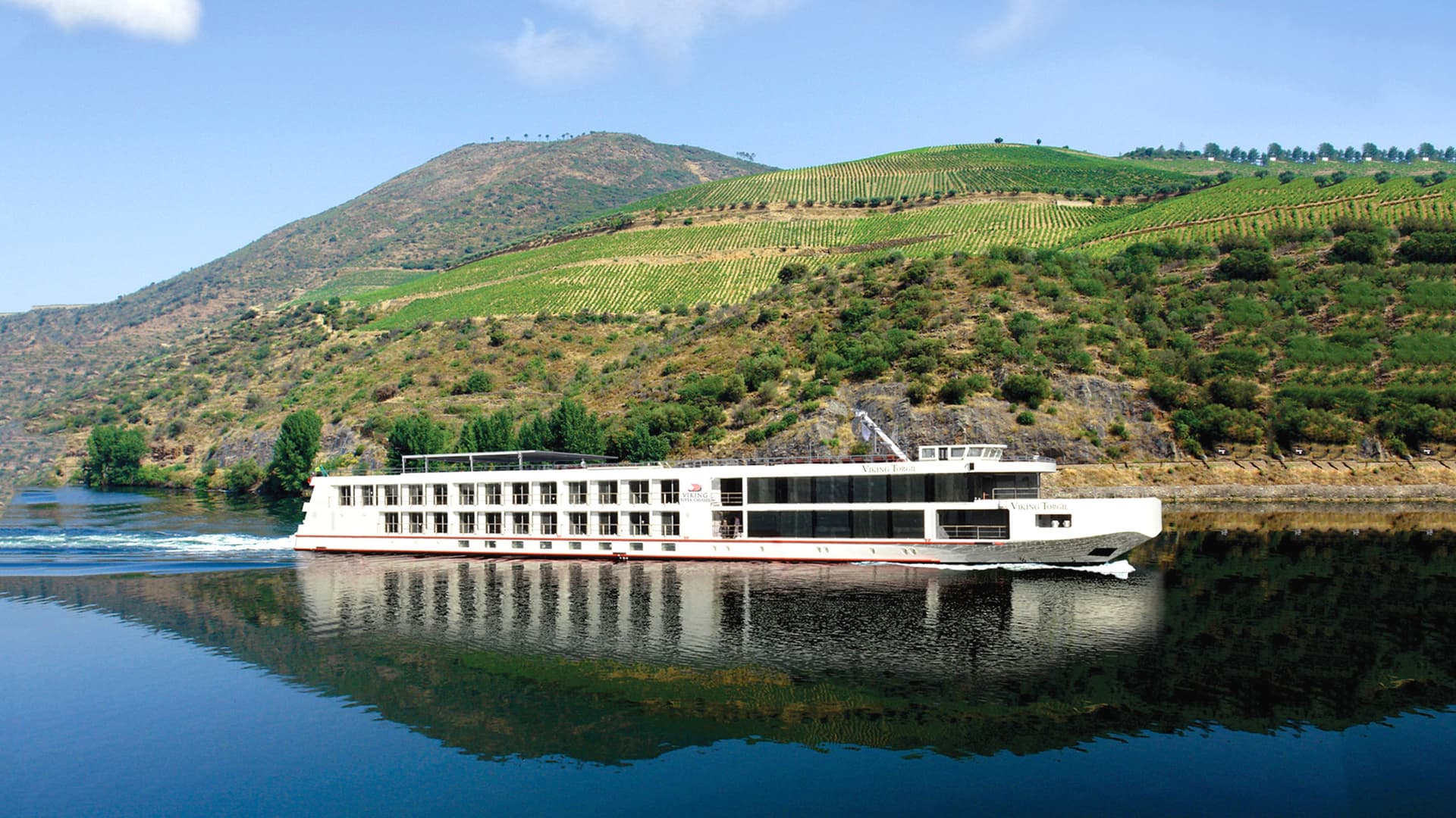 Viking Torgil sailing the Douro River in Portugal.