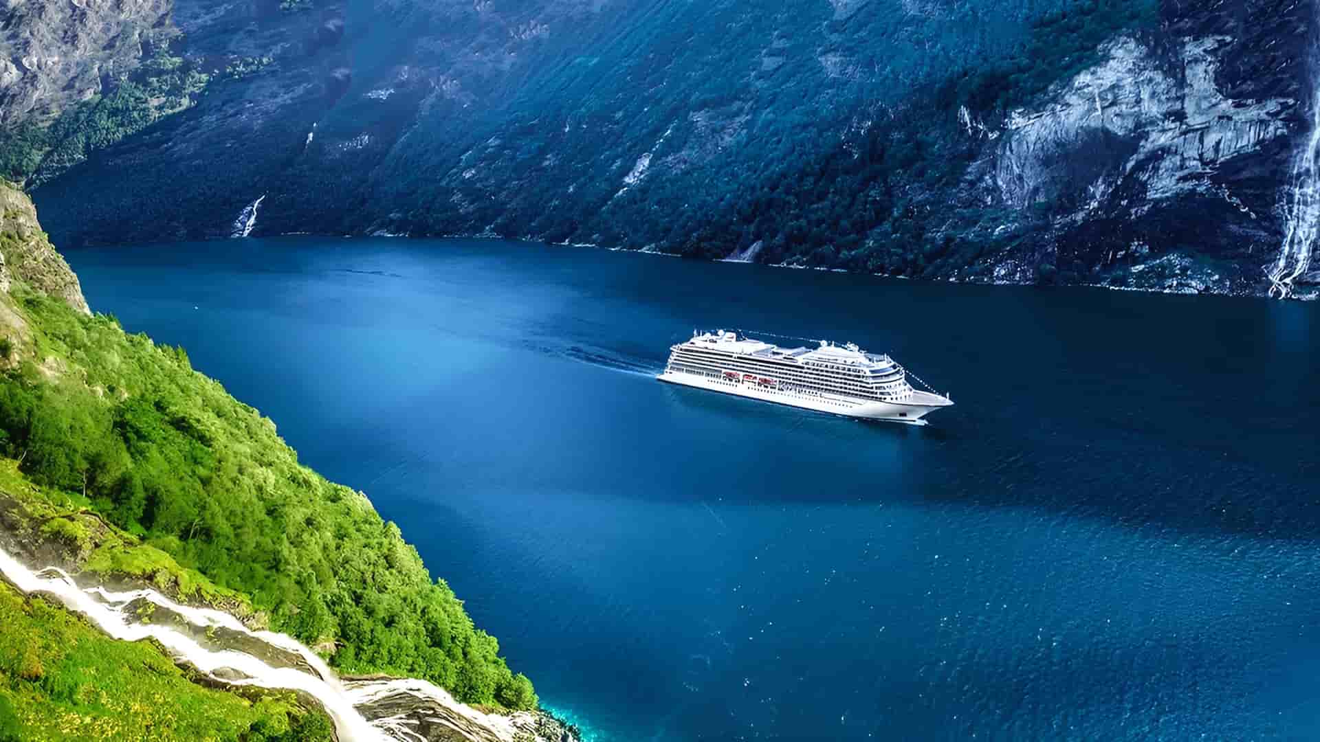 Viking Venus sailing in a Norwegian fjord.