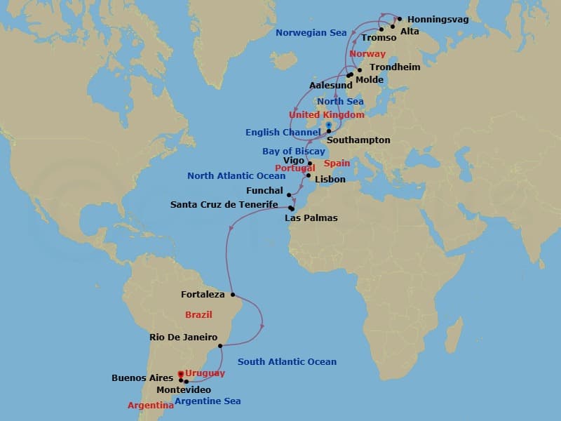 Cruise Itinerary Map