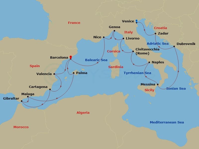 Cruise Itinerary Map